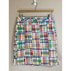 Talbots Skirt Womens‎ Sz 4 PETITE Madras Plaid Lined Multicolor Patchwork Spring